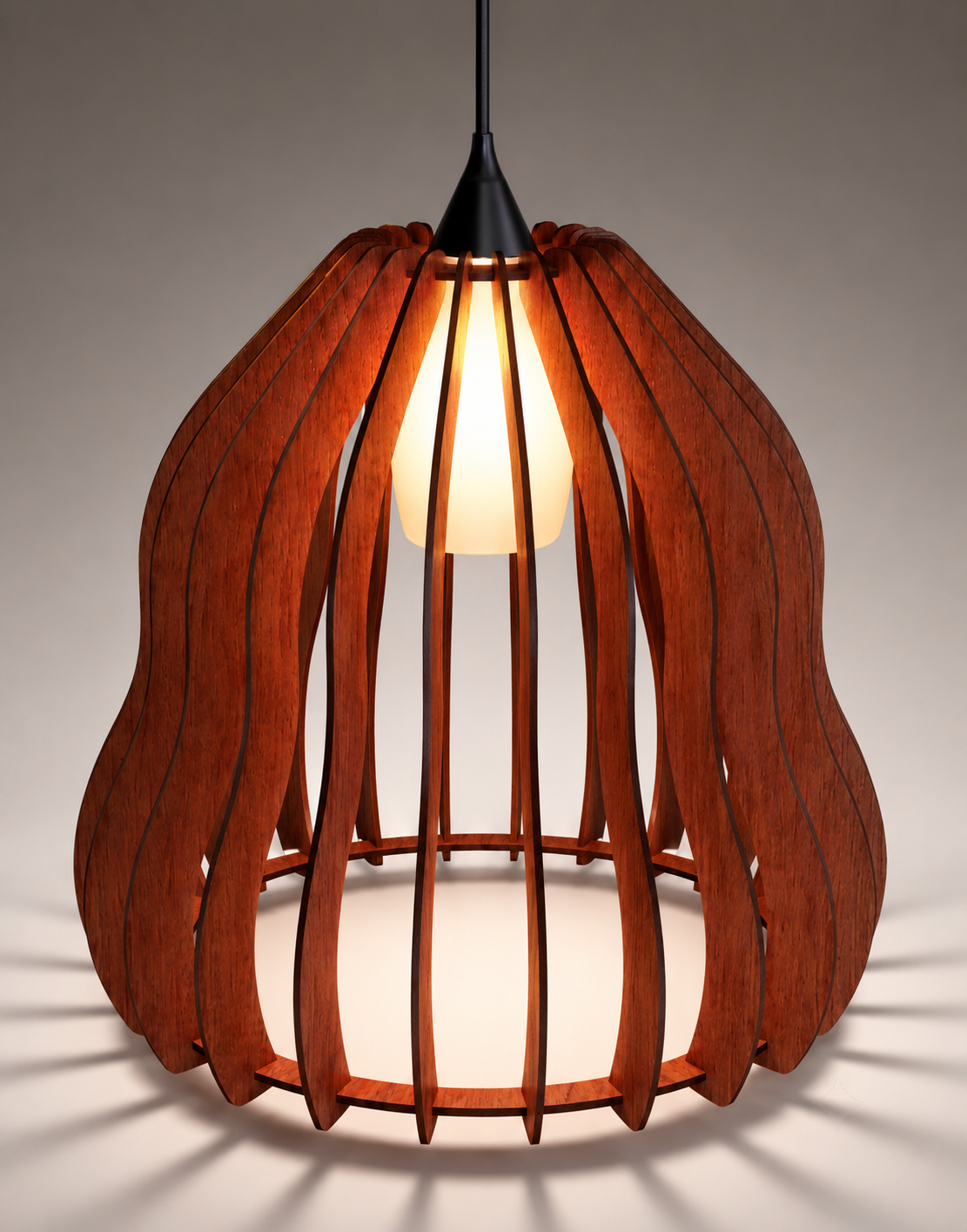 Organic Wooden Pendant Light Shade | Modern Parametric Hanging Lamp | Handmade Designer Lighting