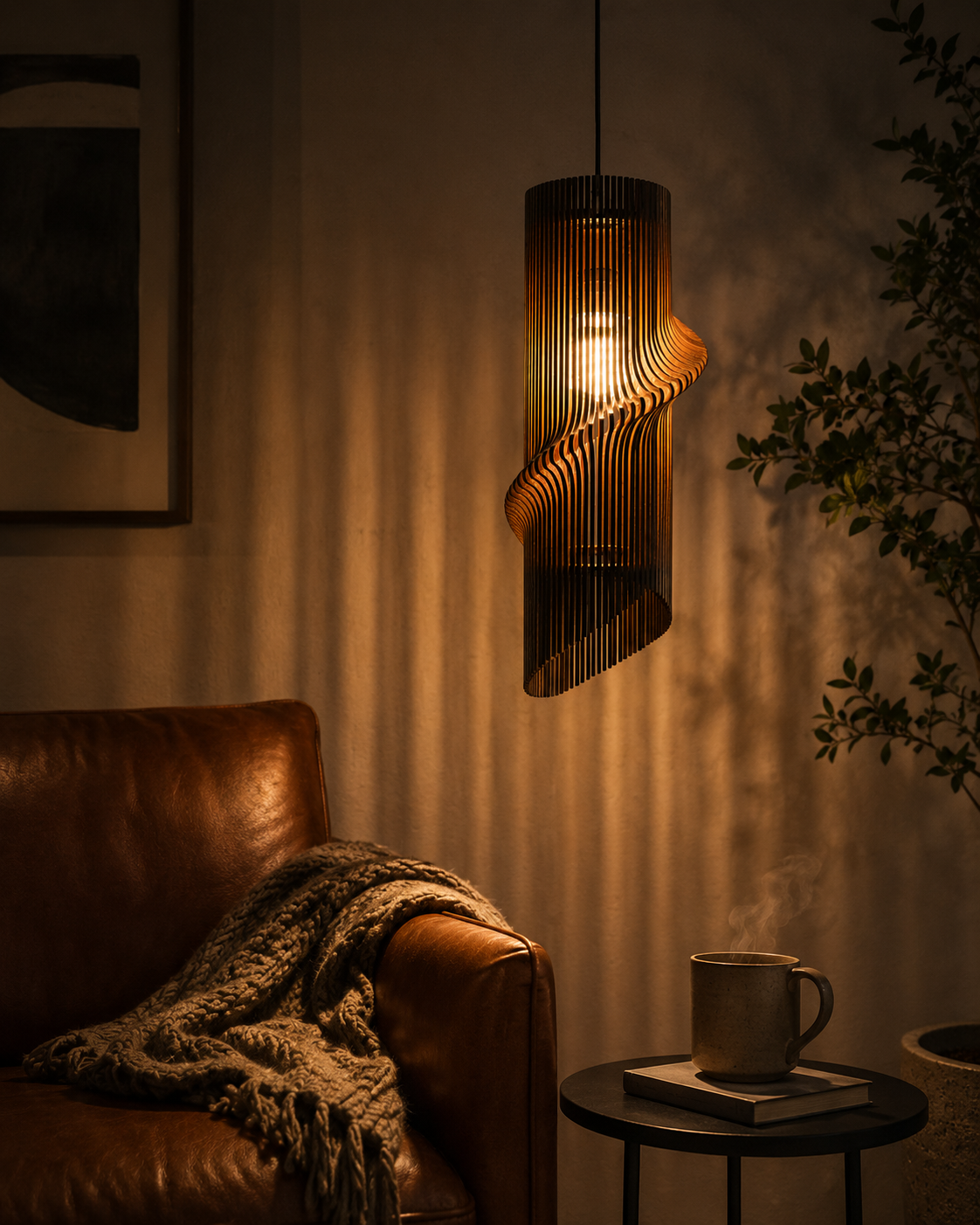 Organic Spiral Pendant Light | Wooden Pendant Light Shade – Since Crafts
