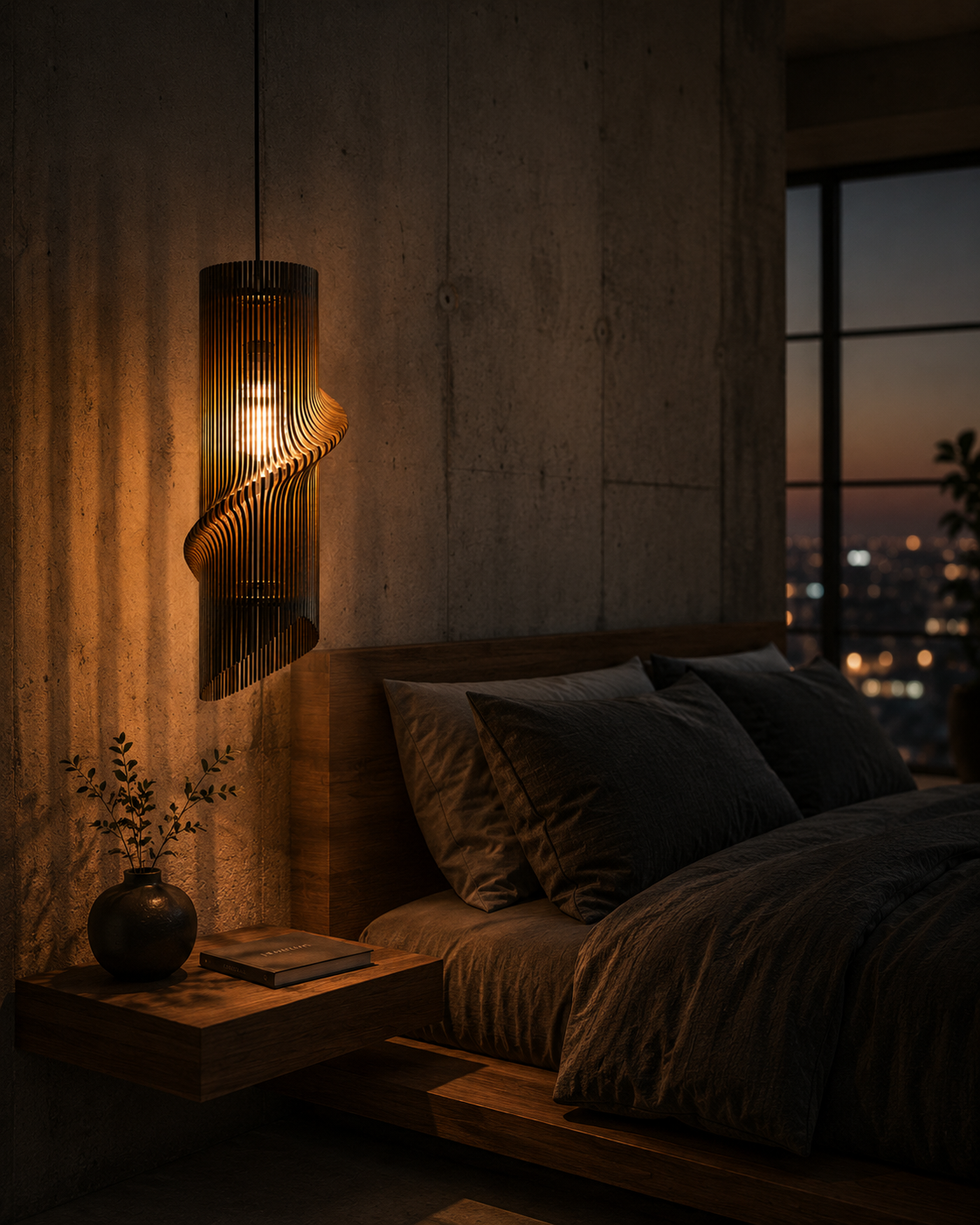 Organic Spiral Pendant Light | Wooden Pendant Light Shade – Since Crafts